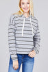 Stripe French Terry Hoodie w/ Drawstring - menochic